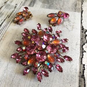 Vintage Aurora Borealis Brooch /Earring Set